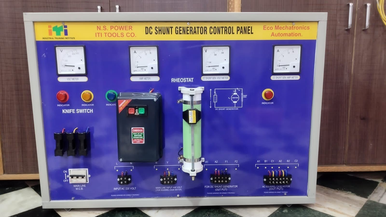 D.C. Shunt Generator with control panel